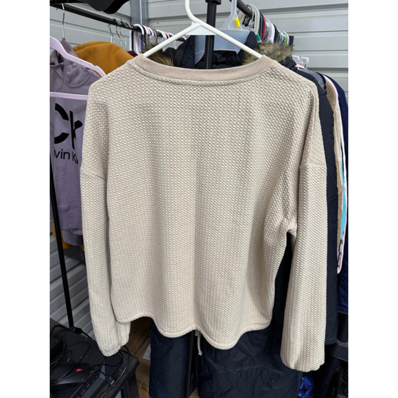 Women's Zelos Beige Textured Sweatshirt L - Picture 3 of 3